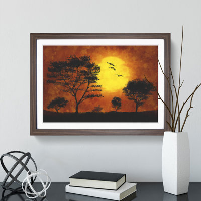 Birds and Trees at Sunset - Picture Frame Painting
