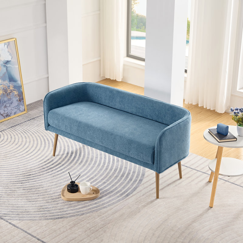 Banc rembourré en tissu pour chambre Dequarius, Bleu