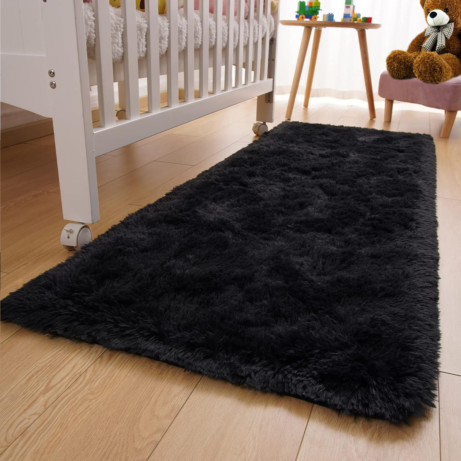 Mercer41 Ultra Soft Fluffy Black Bedroom Rug | Wayfair