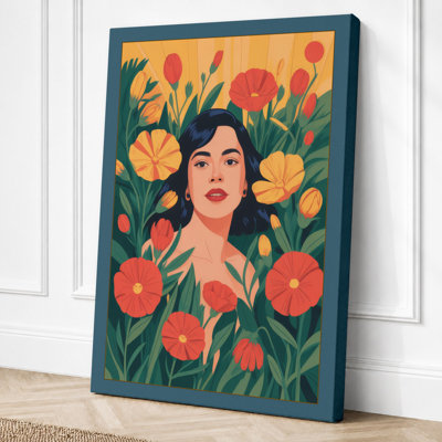 Woman Among Blooms Boho - Wrapped Canvas