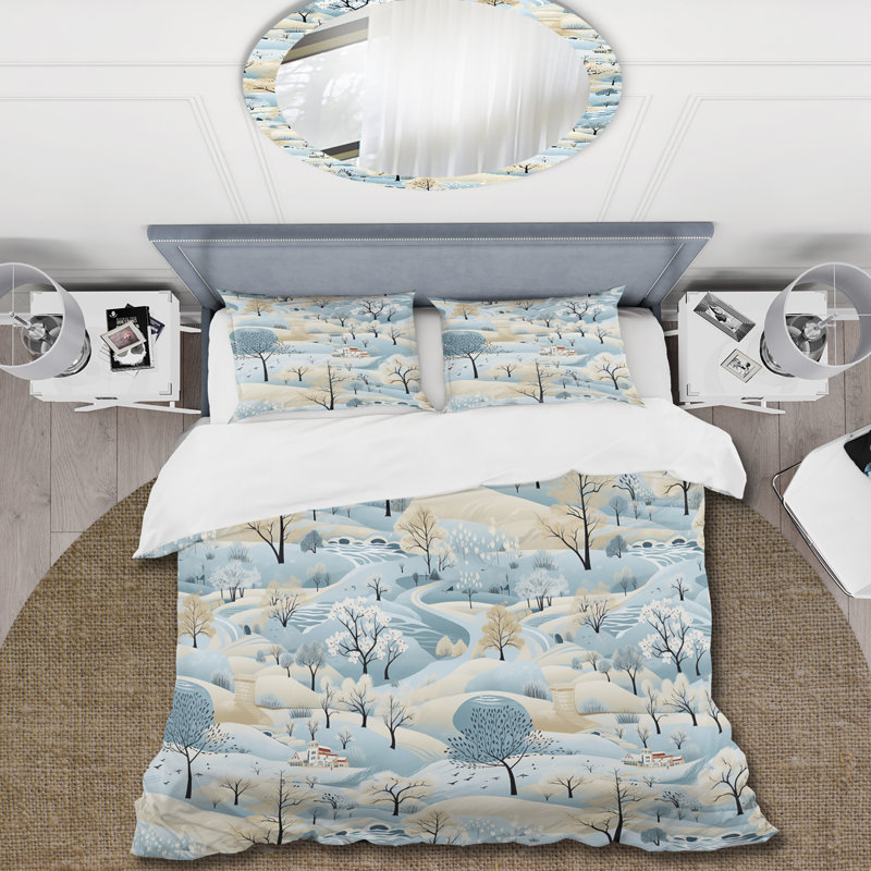 Literie scandinave d'hiver I Bedding, Housse de couette pour grand lit et 2 taies décor