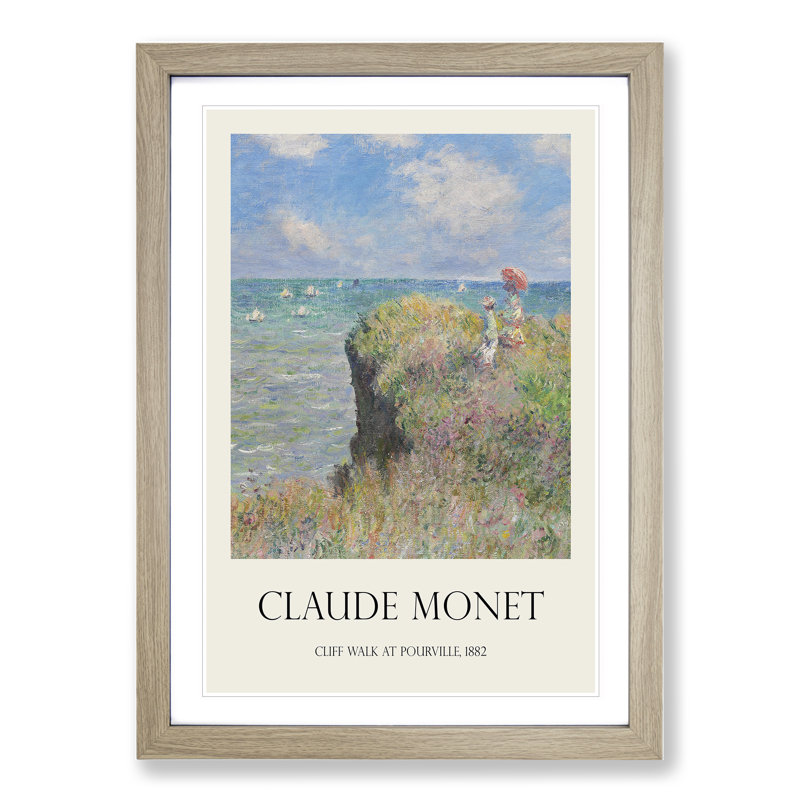 Cliff Walk at Pourville by Claude Monet - Framed Print, 48cm H x 36cm W x 2cm D, Oak