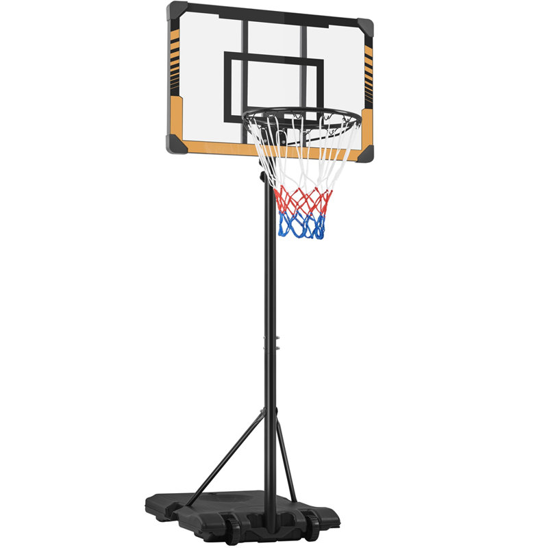 Yaheetech Height Adjustable Portable Metal Full-Size Basketball Hoop, 101" H x 32" W x 30" D