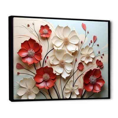 Rouge et blanc cramoisi fleur s Étreinte - art mural fleur