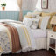 Ensemble d'édredon en coton percale 9 pièces Cal King, avec détails en dentelle et ruché pour un look campagnard sophistiqué-122455166-122455164