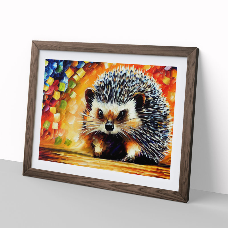 Hedgehog Vol.2 Abstract - Single Picture Frame Painting, 34cm H x 46cm W x 2cm D, Walnut