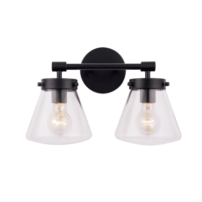 Éclairage pour salle de bain 2 lumières Adlar Modern Farmhouse, Noir mat