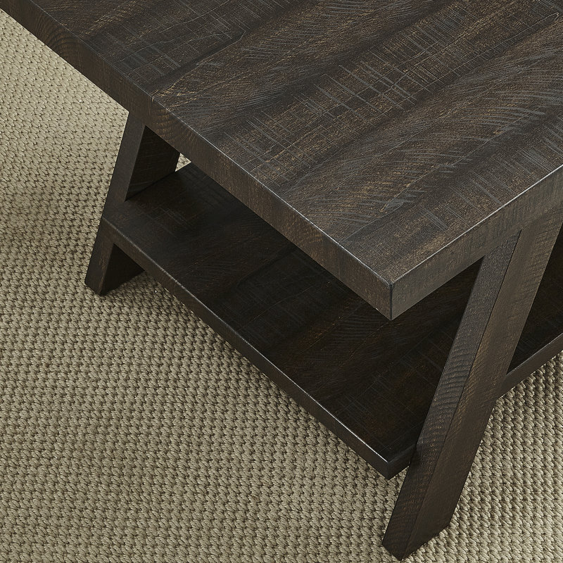 Table d'appoint à tablette contemporaine en bois espresso patiné