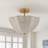 3-Light Linen Petal Bowl Semi Flush Mount