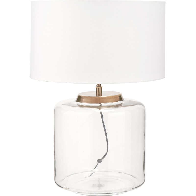 Glass Table Lamp, Poly-Blend, Cream, 23.23" H x 15.75" W x 15.75" D
