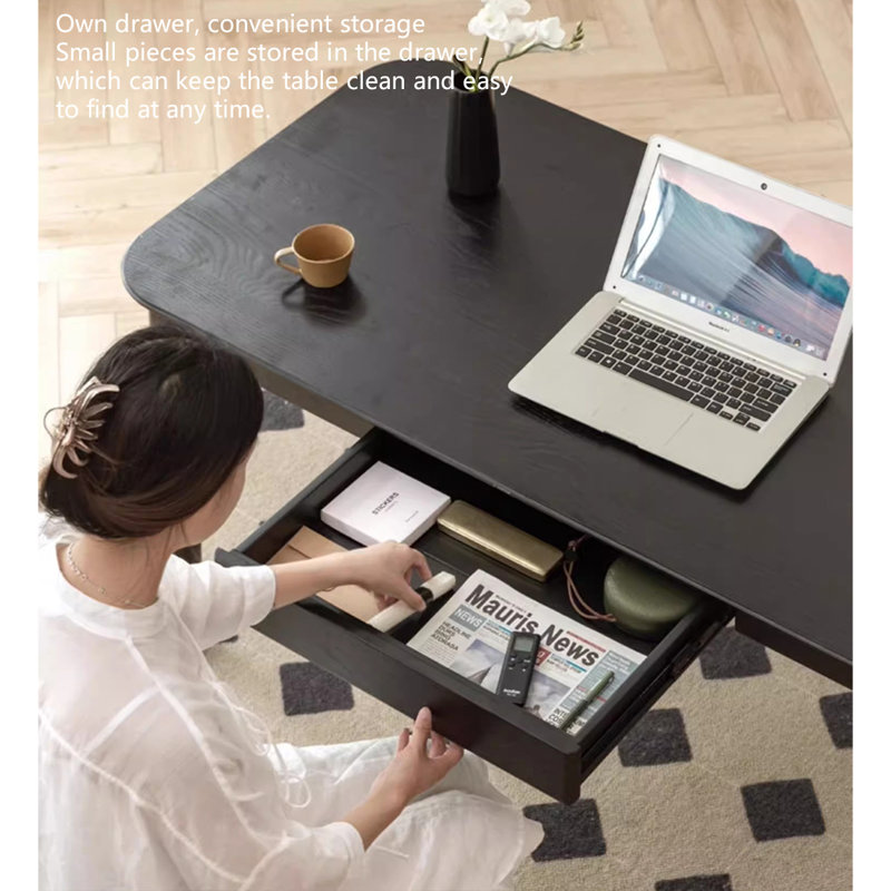 Black Solid Wood Writing Desk, 29.13" H x 59.06" W x 27.56" D
