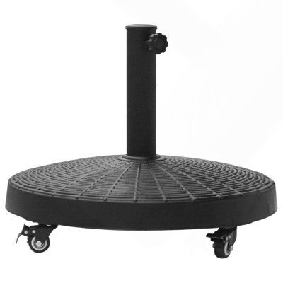 Round Umbrella Base with Wheels, 20.5" Heavy Duty Patio Umbrella Stand Fit 1.5" & 2" Poles, Outdoor Market Umbrella Base for Lawn Deck Poolside