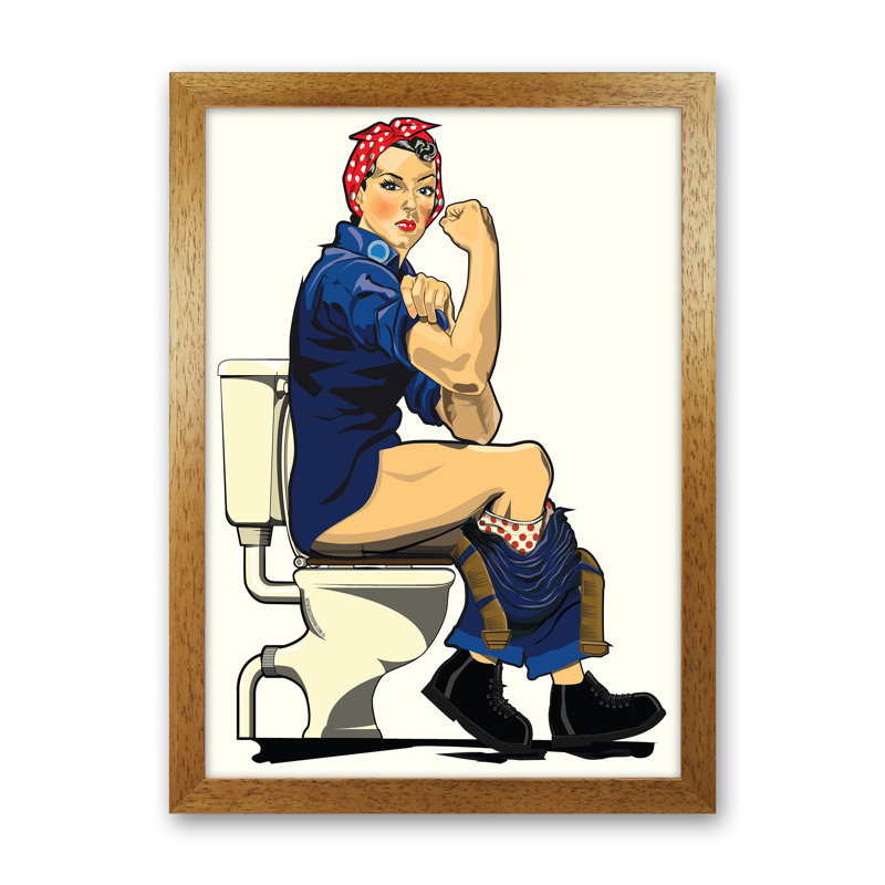 We Can Do It Loo - Print, 84cm H x 60cm W x 3cm D, Oak Framed