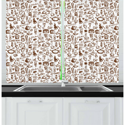 Coffee Tailored Kitchen Curtain