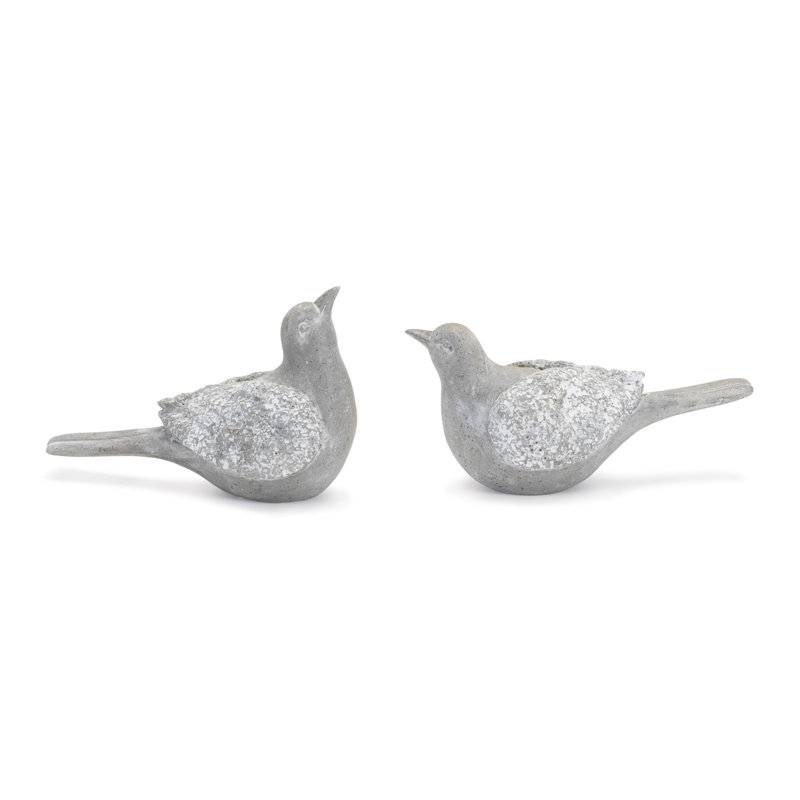 Stone Garden Bird Figurine (Set of 4) (Set of 2)