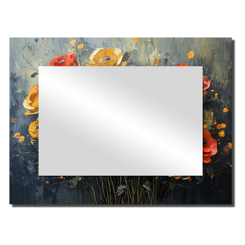 Sunset Hues Of Rose In The Wind I - Roses Decorative Mirror Wall Art - Printed On Metal, 24" x 32"