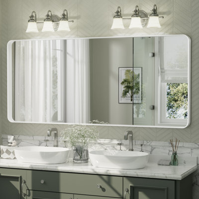Aevar Tempered Glass and Aluminum Alloy Framed French Cleat Mounted Wall Mirror