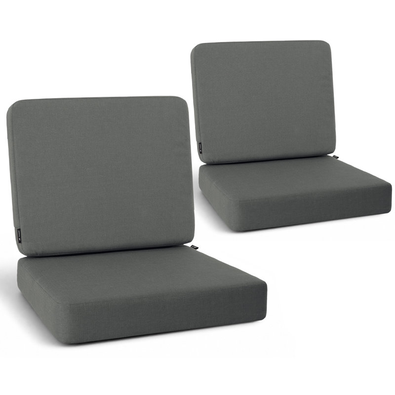 Ensemble de 2 coussins de siège d'extérieur pour siège profond, 2, L 19 po x P 19 po, Gris