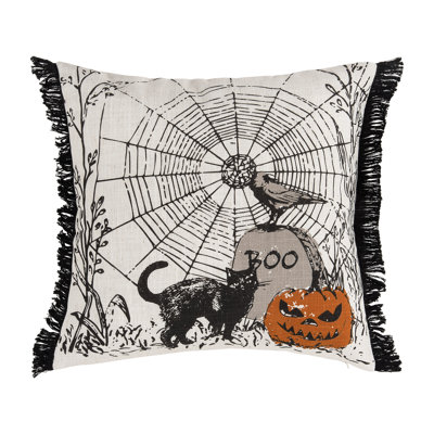 Jol Boo Spider Web Halloween Printed Throw Pillow