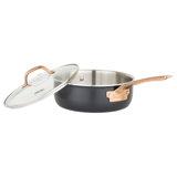 Viking 3-Ply Black and Copper 4 Quart Saute Pan with Glass Lid