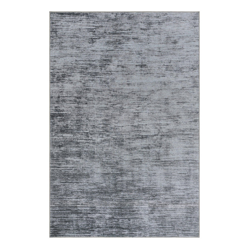 Tapis en chenille tissé à la machine de couleur ivoire / gris Monsour, Rectangle 6 pi x 9 pi