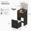 3-in-1 Dressing Table with Flip-Top LED Mirror and Rolling Stool-2138312863