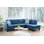 Ensemble de canapé modulaire en lin bleu 2 pièces avec méridienne