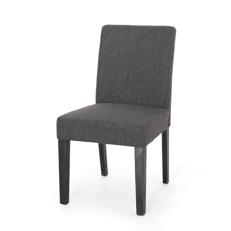 Chaise de salle à manger en tissu gris anthracite avec un design rembourré lisse et spacieux et des pieds fuselés stables