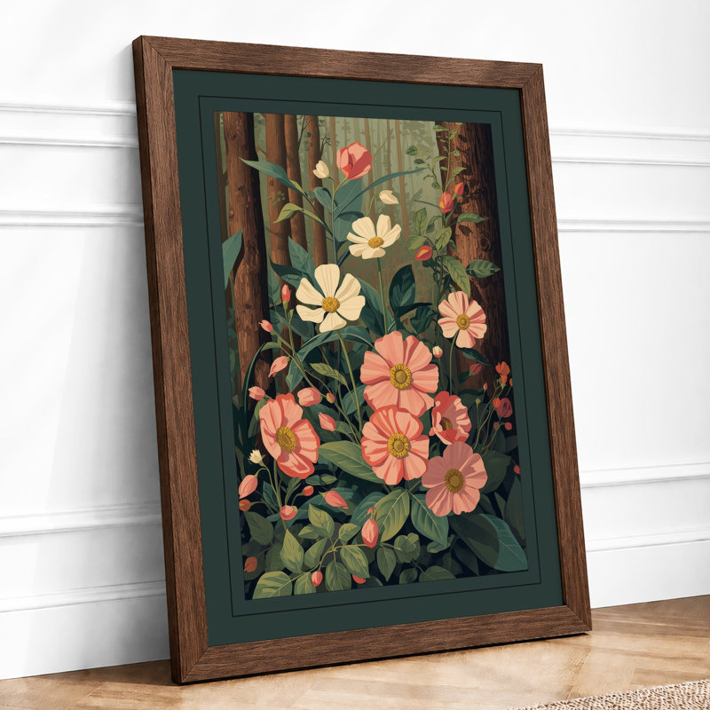 Wildflower Meadow Botanical - Framed Print, A4 - 29.7 x 21.0 cm, Walnut