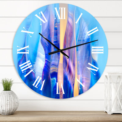 Art numérique géométrique à formes ondulées torsadées - horloge murale moderne