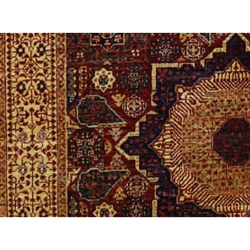 Tapis rouge / bleu clair / bleu marine de grande qualité noué à la main Aryana