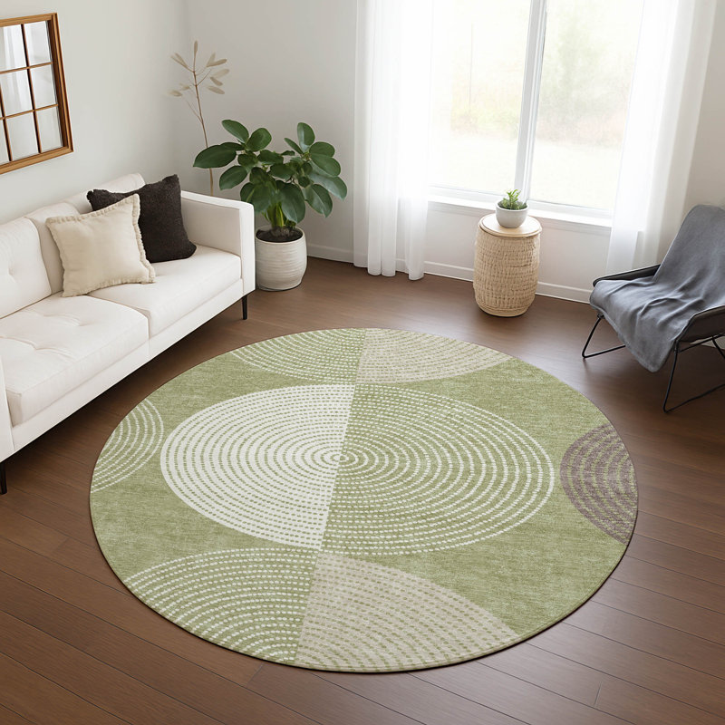 Machine Washable Indoor/Outdoor Howle ACN2281 Geometric Rug, Round 8'