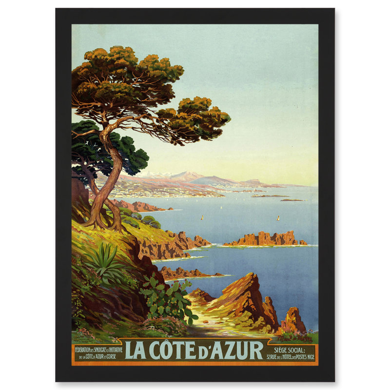 De Tanguy La Cote D Azur France Travel - Single Picture Frame Painting, 32.3cm H x 23.4cm W x 1.5cm D