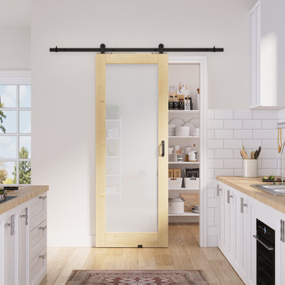 30 po x 80 po 1 surface de dalle en bois de pin non fini avec toute la quincaillerie de porte de grange