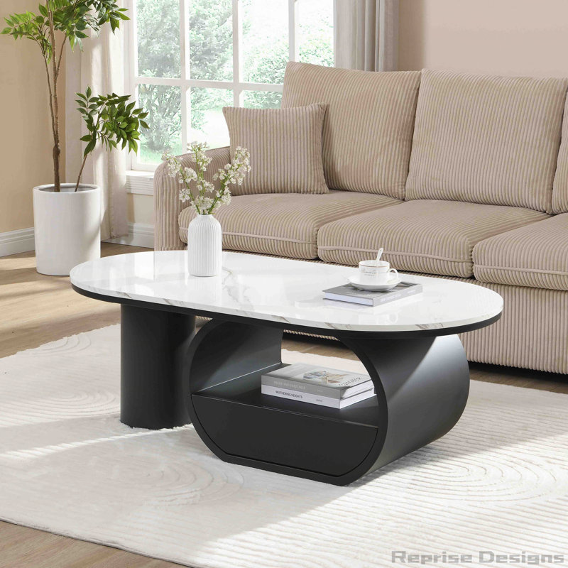Table basse ovale avec tiroir de rangement 47,24 po