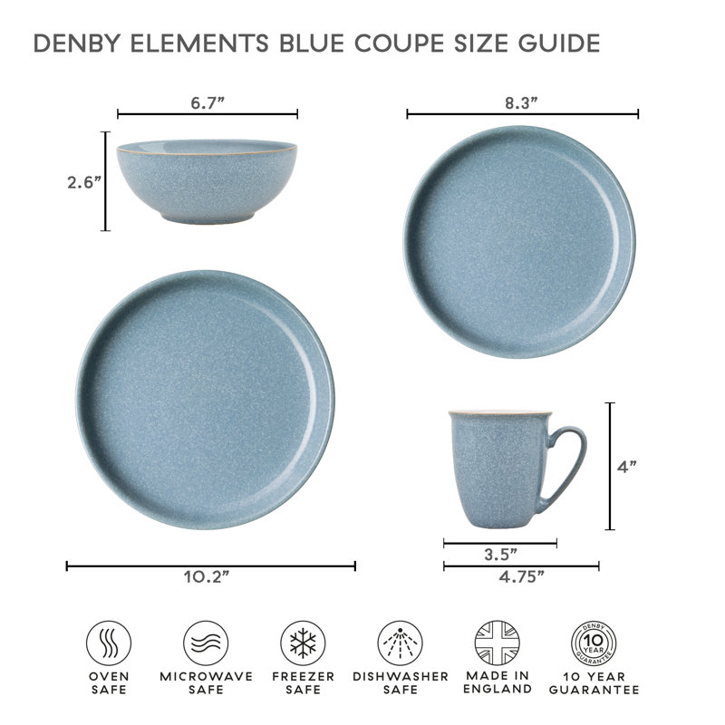 Elements Coupe Dinner Plate, Blue