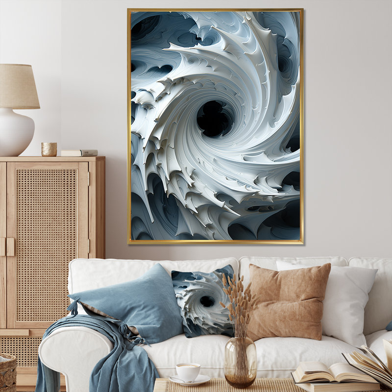 Cornew - Abstract Spirals, reproduction d'art sur toile_106100, H 44 po x l 34 po x P 1,5 po, Toile avec cadre flottant or