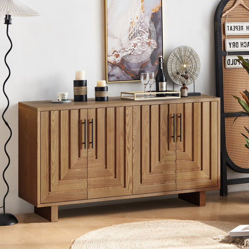 Buffet 59 po Casey avec 4 portes et tablette réglable, Natural