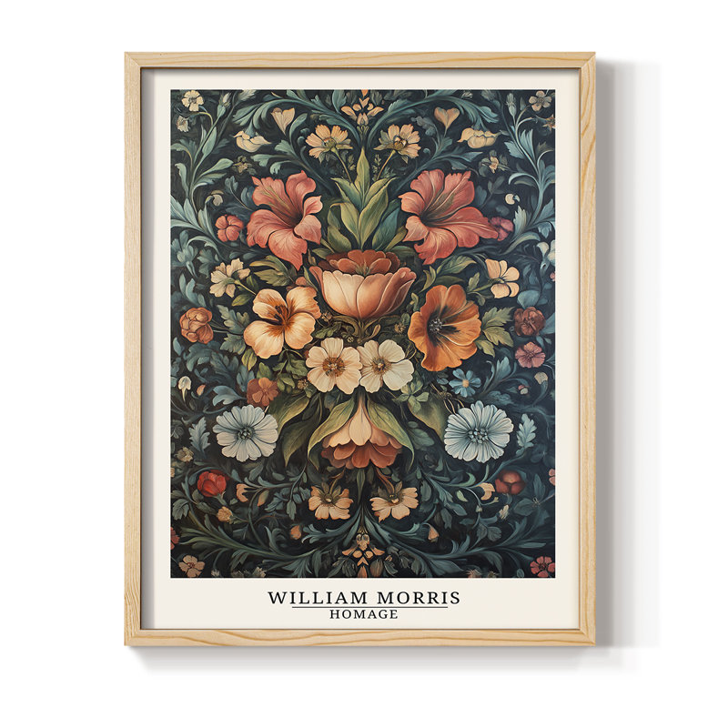 Imprimé encadré en bois massif de la série XXI de William Morris, Naturel, H 15 po x l 12 po