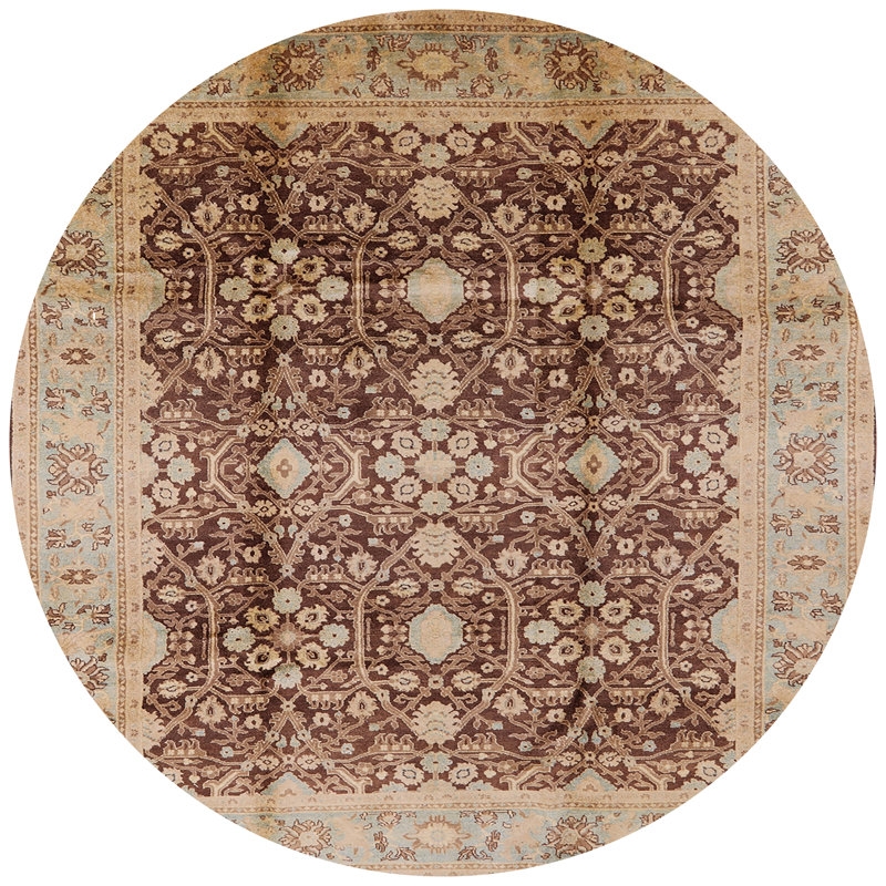 Tapis brun / crème Kasbar, Rond 8 pi