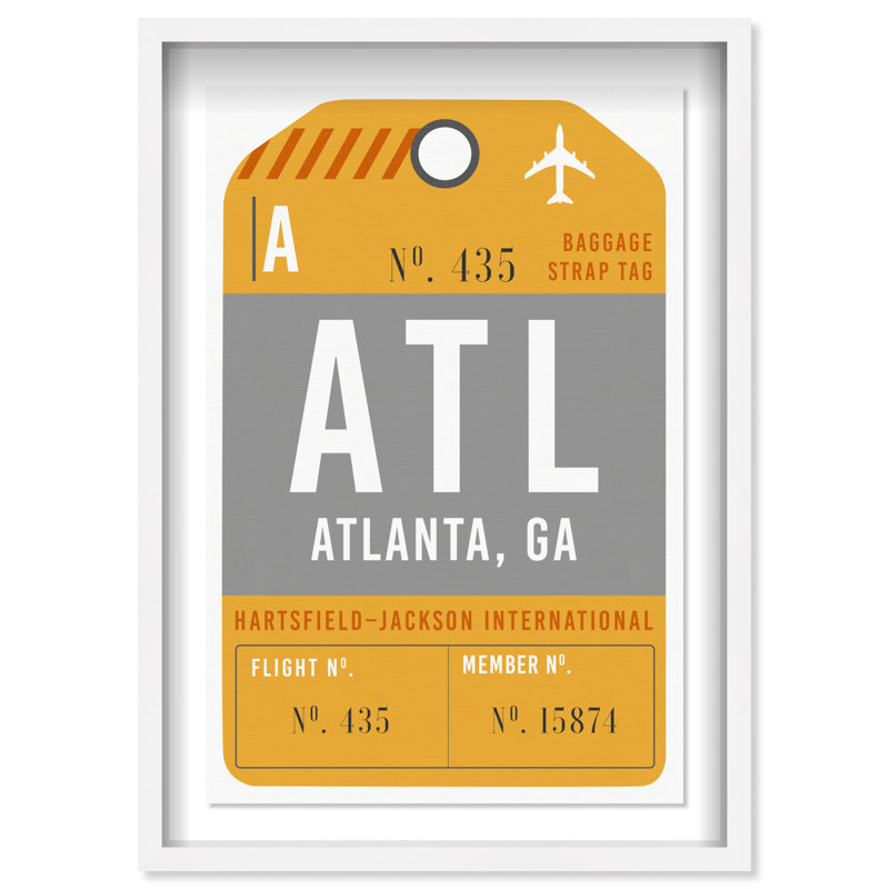 Étiquette de bagage d'Atlanta - art textuel, H 37,5 po x l 25,5 po