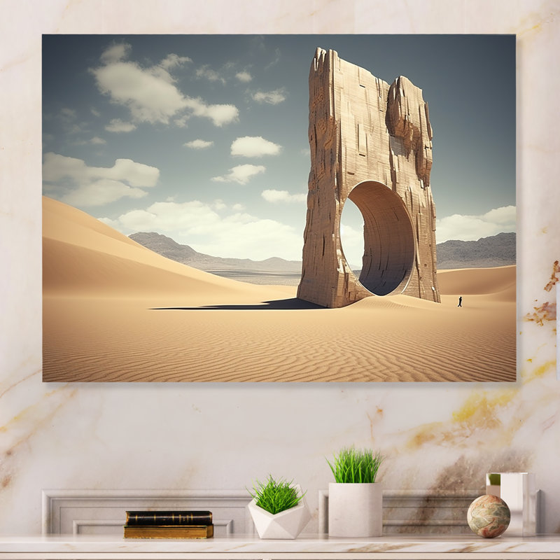 Porte vers l'espace, paysage surréel II - surréalisme, art mural en métal, H 16 po x l 32 po x P 1 po