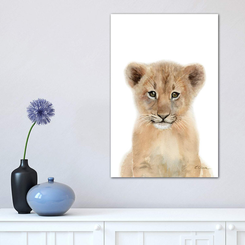Baby Lion Cub - Wrapped Canvas Painting, 30.48 cm H x 45.72 cm W