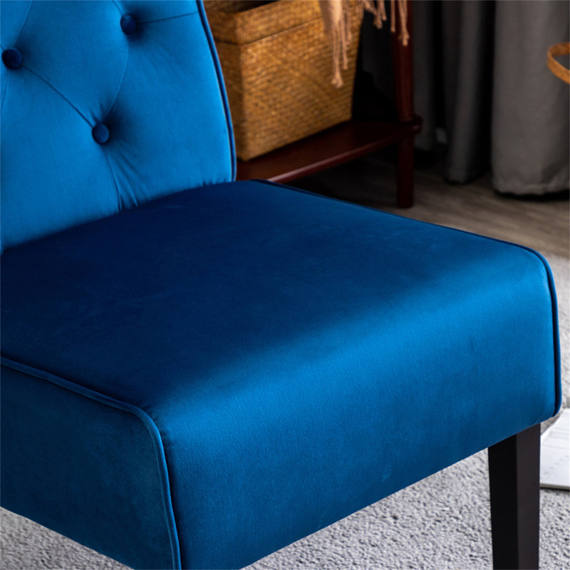 Fauteuil d'appoint 53 po 2 pièces Reese, Velours bleu foncé