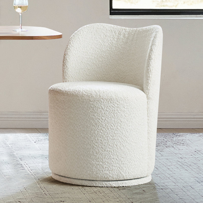  Clester 21.5"W Modern 360-Degree Swivel Dining Chair, Beige