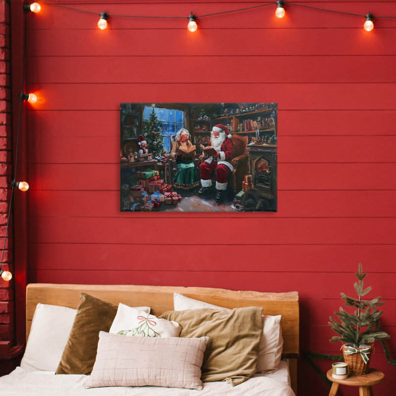 Joyeux M. et Mme Claus, toile par Sara Culpepper, H 16 po x l 24 po