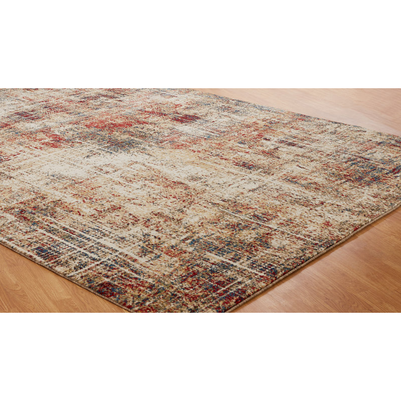 Holsworthy Abstract Area Rug in Ivory/Brown, Runner 2'6" x 6'