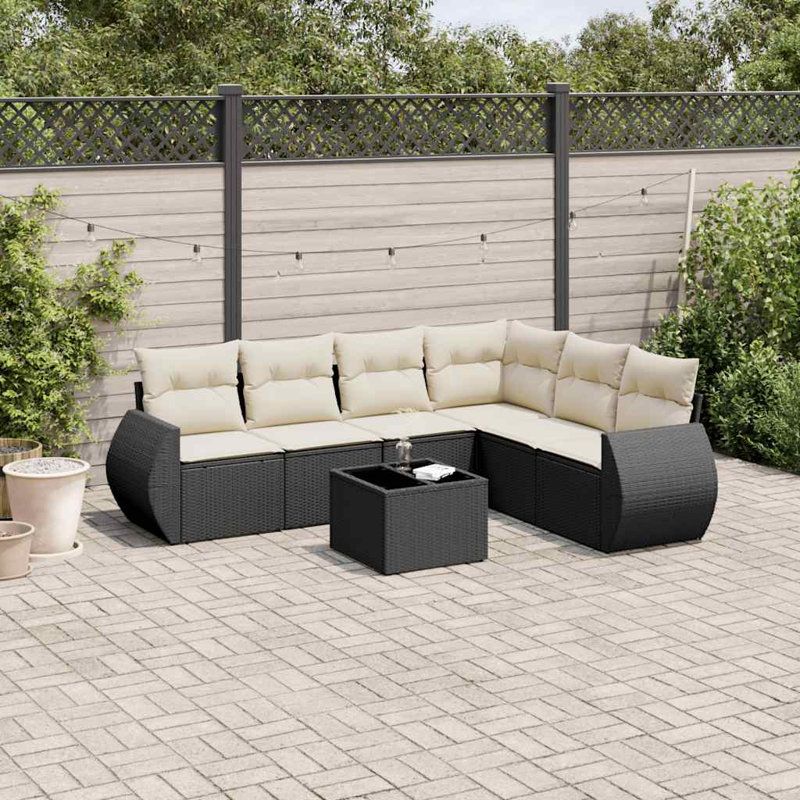 Ensemble de canapé modulaire en rotin PE noir 7 pièces Vidaxl
