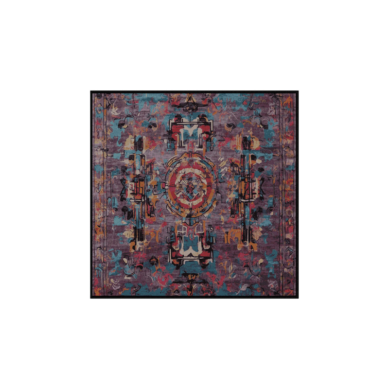 Tapis noir soyeux et moelleux, Carré 8 pi
