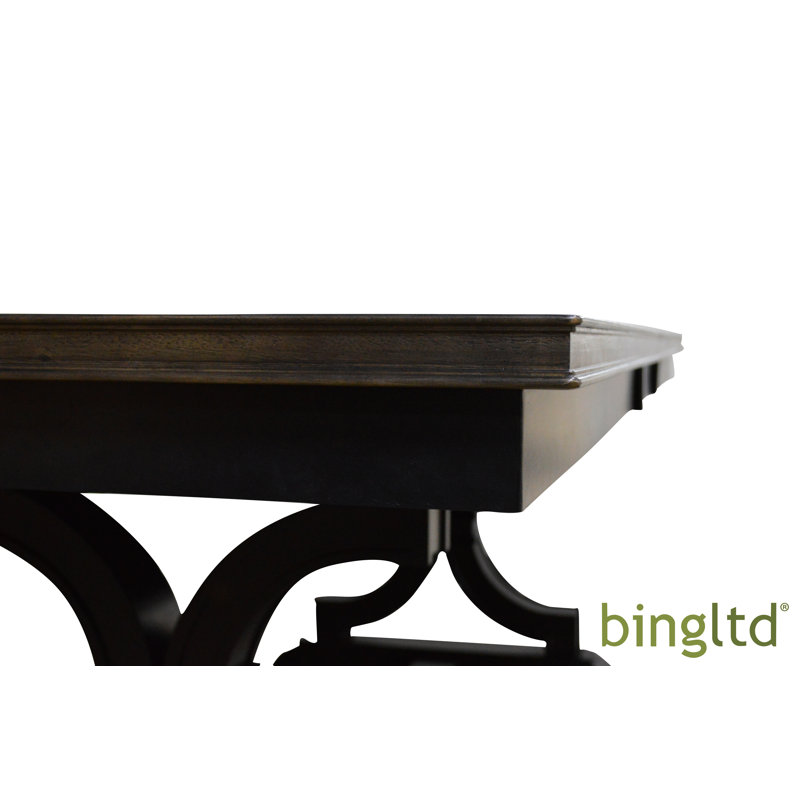 Black Solid Parawood Extendable Dining Table with Cross Legs